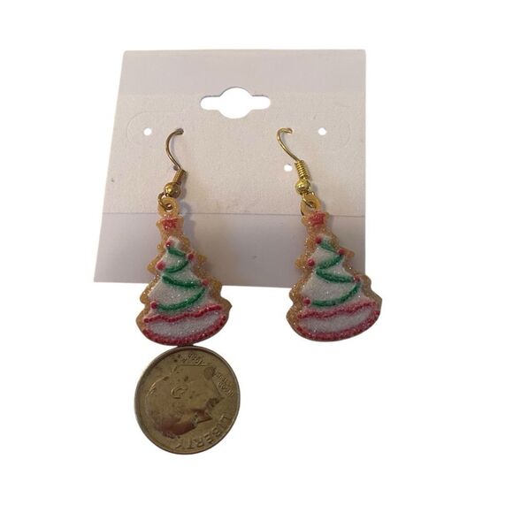 Frosted Christmas Cookie Tree Earrings. - Picture 6 of 6